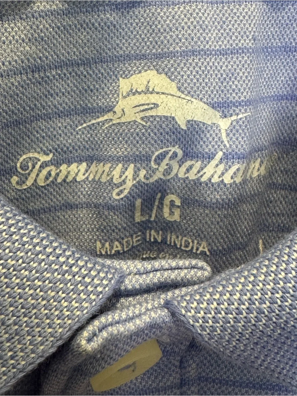 Tommy Bahama Men's Large Short Sleeve Polo Blue Striped Golf Resortwear Preppy - Picture 5 of 7